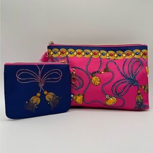 Estée Lauder Cosmetic Bag Set 2pcs Pink & Blue Makeup Pouch Travel Case